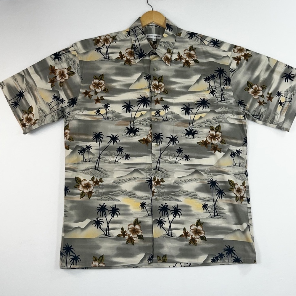 Pierre Cardin Hawaiian style tropical button downn shirt, size Large - Picture 10 of 10